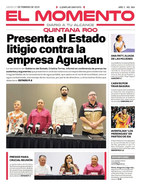 Portada de El Momento Quintana Roo del jueves, 27 de febrero de 2025