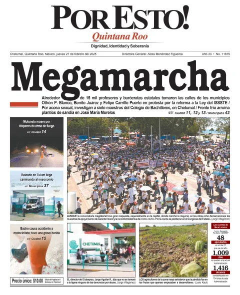 Portada de Por Esto (quintana Roo Chetumal) del jueves, 27 de febrero de 2025