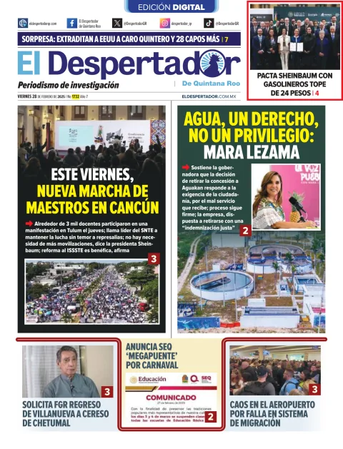 Portada de El Despertador de Quintana Roo