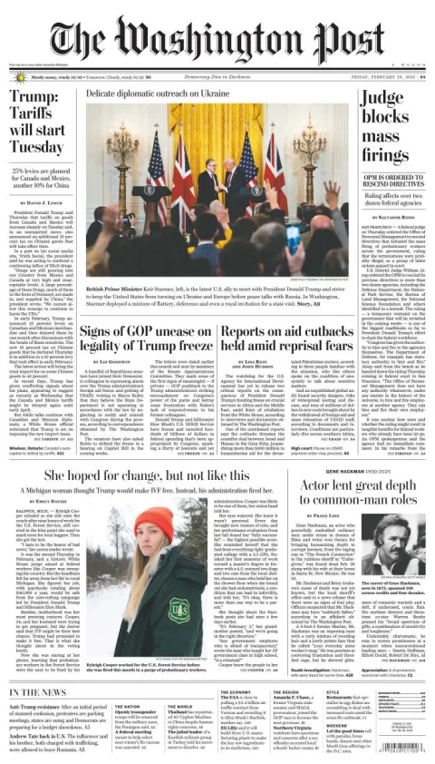Portada de The Washington Post