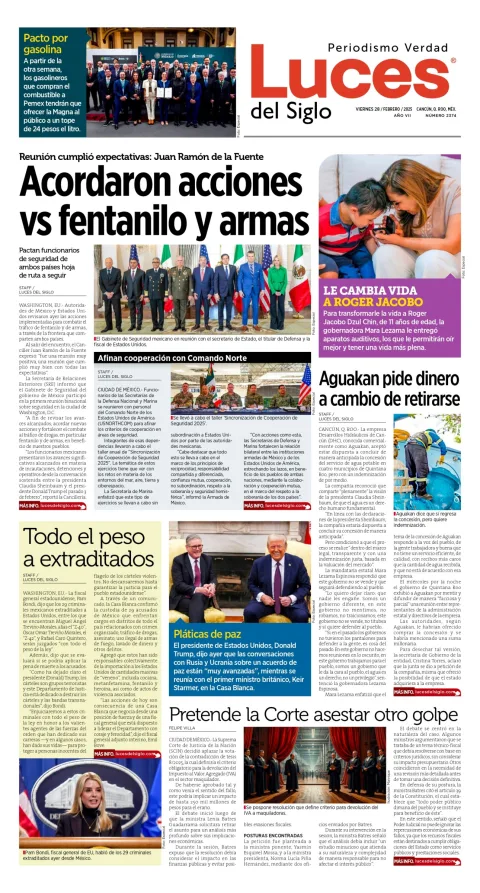 Portada de Luces del Siglo del viernes, 28 de febrero de 2025