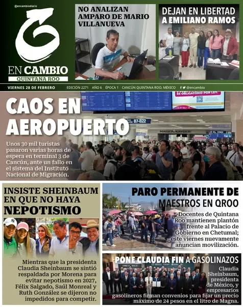 Portada de En Cambio - Quintana Roo (portada) del viernes, 28 de febrero de 2025