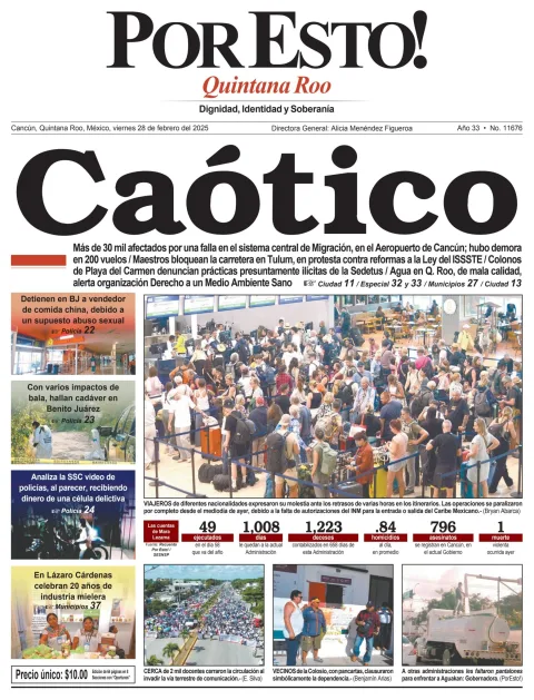 Portada de Por Esto (quintana Roo Cancun) del viernes, 28 de febrero de 2025