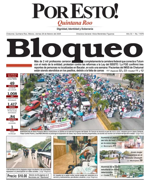 Portada de Por Esto (quintana Roo Chetumal) del viernes, 28 de febrero de 2025