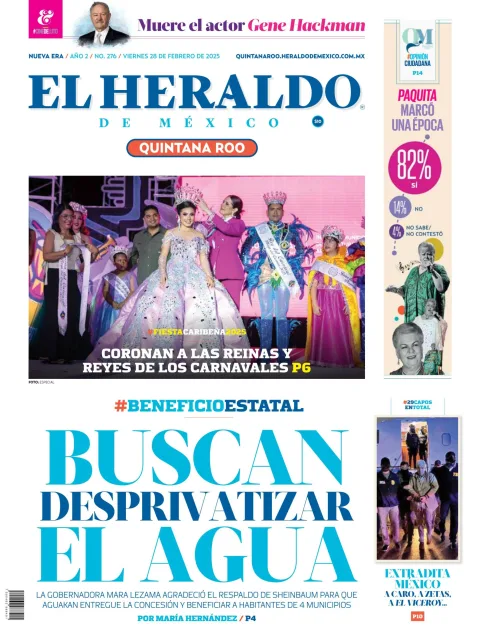 Portada de El Heraldo de Mexico - Quintana Roo del viernes, 28 de febrero de 2025