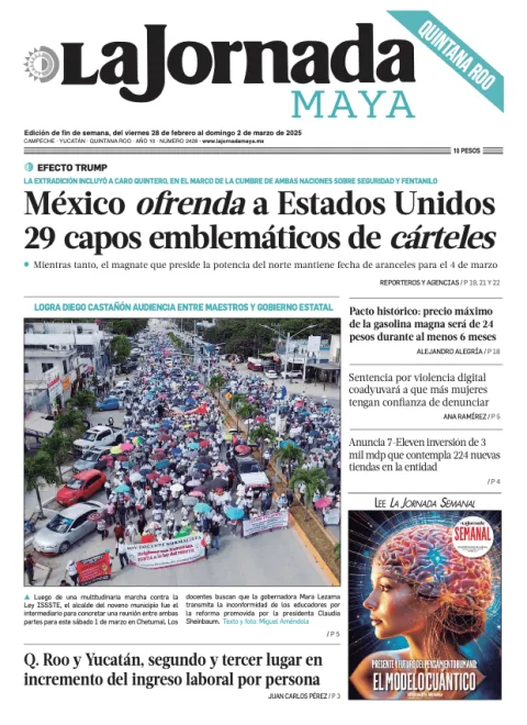 Portada de La Jornada Maya Quintana Roo del viernes, 28 de febrero de 2025