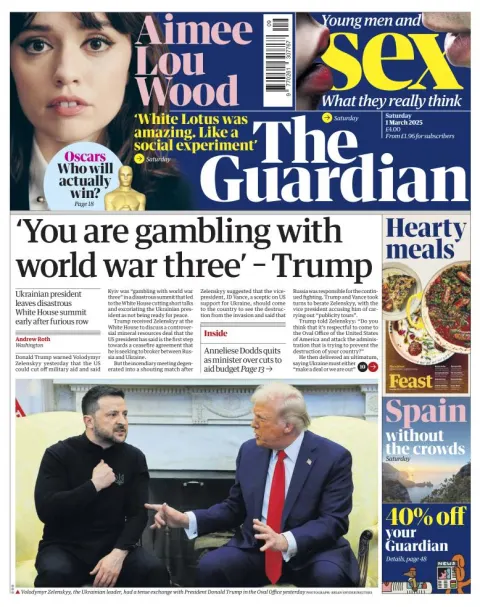 Portada de The Guardian (reino Unido)