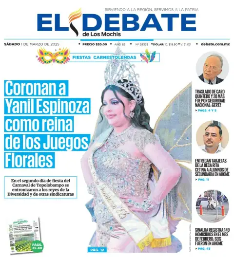 Portada de El Debate de los Mochis del sábado, 1 de marzo de 2025