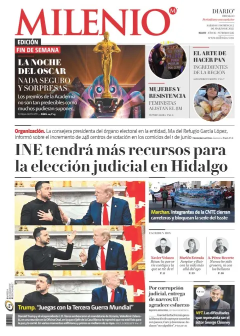 Portada de Milenio Hidalgo del sábado, 1 de marzo de 2025