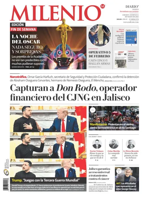 Portada de Milenio Jalisco del sábado, 1 de marzo de 2025