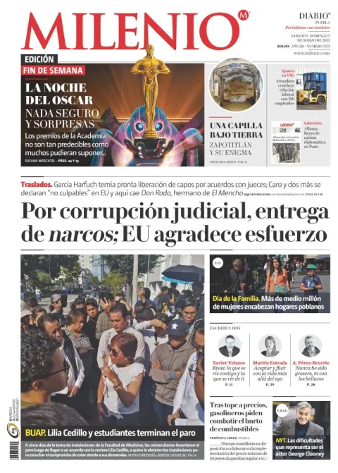 Portada de Milenio Puebla del sábado, 1 de marzo de 2025