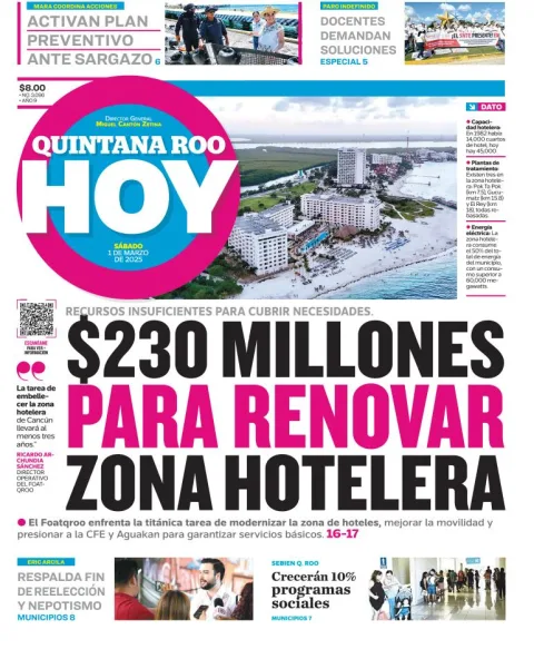 Portada de Quintana Roo Hoy del sábado, 1 de marzo de 2025