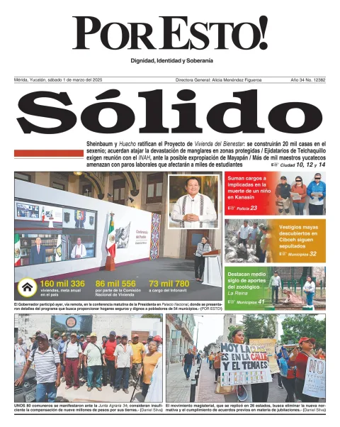 Portada de Por Esto (merida, Yucatan) del sábado, 1 de marzo de 2025