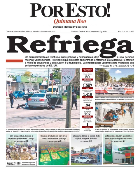 Portada de Por Esto (quintana Roo Chetumal) del sábado, 1 de marzo de 2025