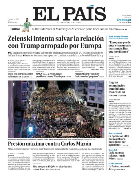 Portada de El Pais