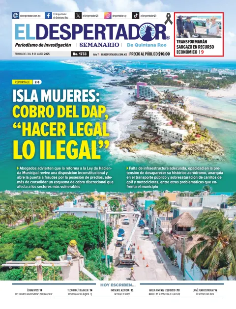 Portada de El Despertador de Quintana Roo del domingo, 2 de marzo de 2025