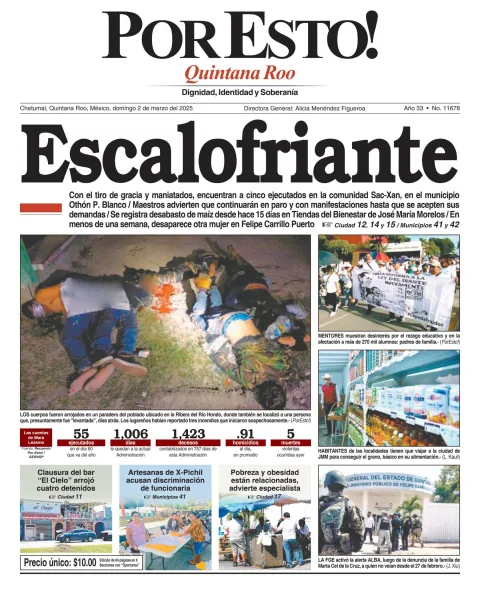 Portada de Por Esto (quintana Roo Chetumal) del domingo, 2 de marzo de 2025