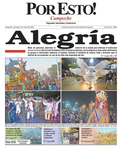 Portada de Por Esto (campeche) del domingo, 2 de marzo de 2025