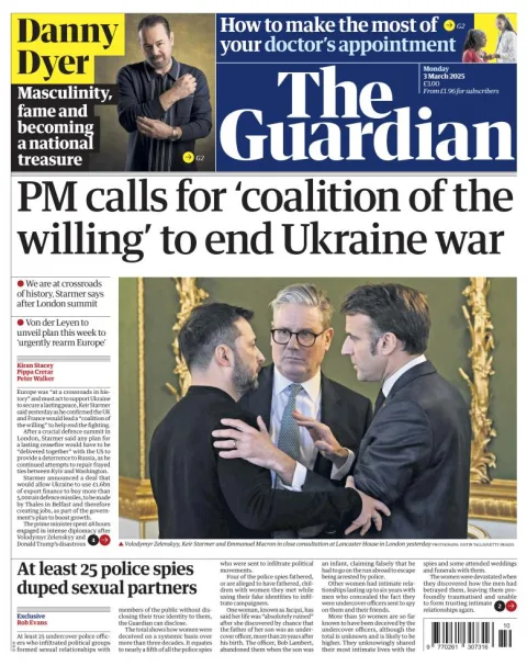 Portada de The Guardian (reino Unido) del lunes, 3 de marzo de 2025