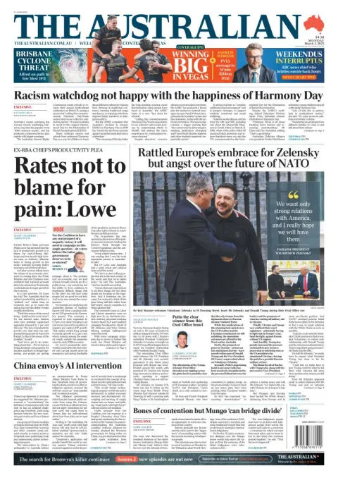 Portada de The Australian del lunes, 3 de marzo de 2025