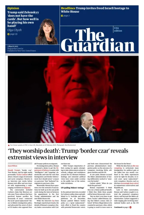 Portada de The Guardian (usa)