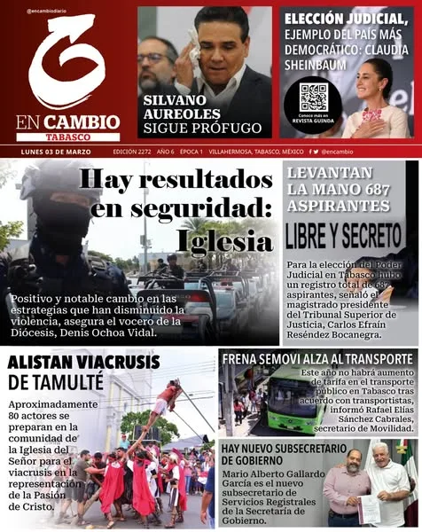 Portada de En Cambio - Tabasco (portada) del lunes, 3 de marzo de 2025
