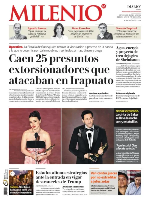 Portada de Milenio Leon del lunes, 3 de marzo de 2025