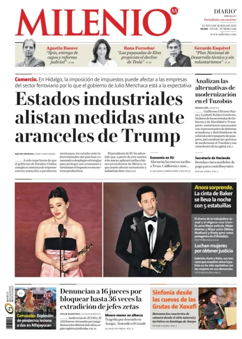 Portada de Milenio Hidalgo del lunes, 3 de marzo de 2025