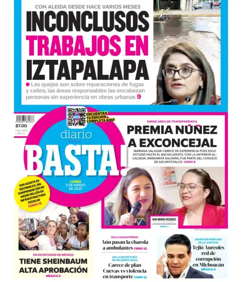 Portada de Basta del lunes, 3 de marzo de 2025