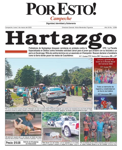 Portada de Por Esto (campeche) del lunes, 3 de marzo de 2025