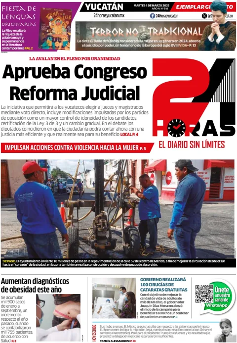 Portada de 24 Horas Yucatan