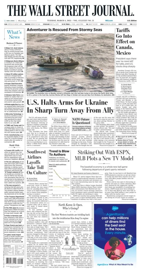Portada de The Wall Street Journal