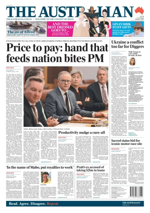 Portada de The Australian del martes, 4 de marzo de 2025