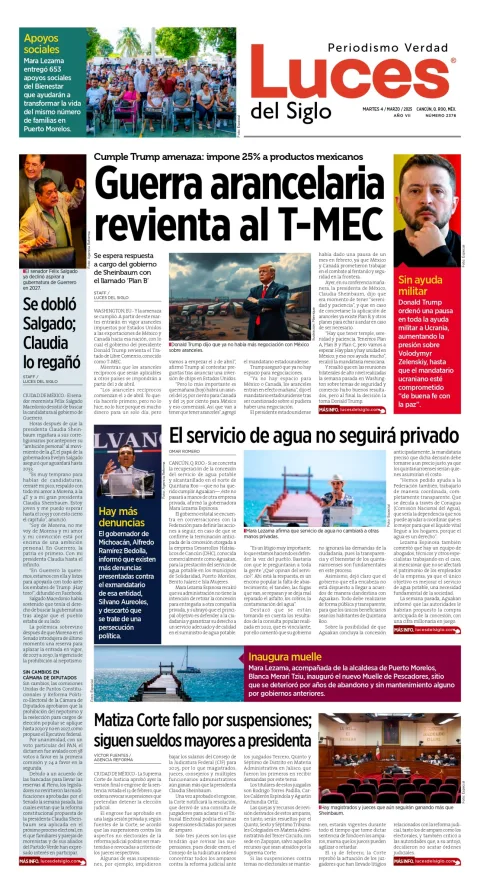 Portada de Luces del Siglo del martes, 4 de marzo de 2025