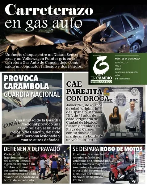 Portada de En Cambio - Quintana Roo (contraportada) del martes, 4 de marzo de 2025