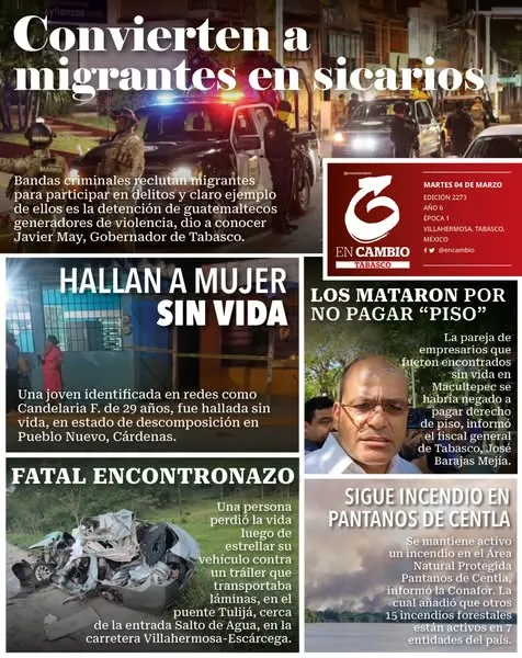 Portada de En Cambio - Tabasco (contraportada) del martes, 4 de marzo de 2025