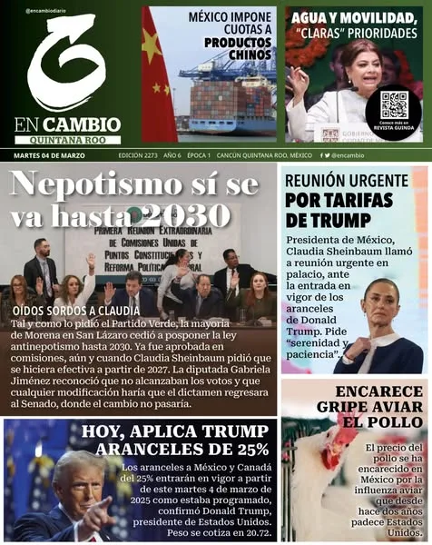 Portada de En Cambio - Quintana Roo (portada) del martes, 4 de marzo de 2025