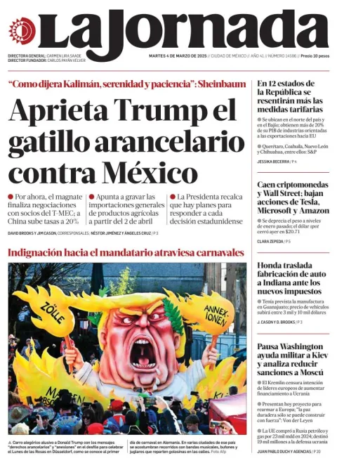 Portada de La Jornada del martes, 4 de marzo de 2025