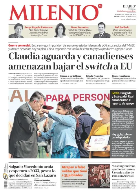 Portada de Milenio del martes, 4 de marzo de 2025