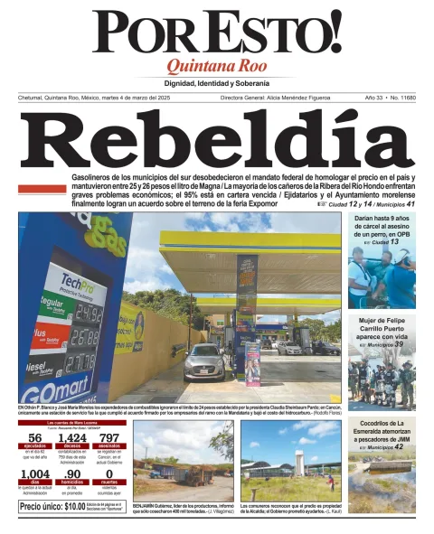 Portada de Por Esto (quintana Roo Chetumal) del martes, 4 de marzo de 2025