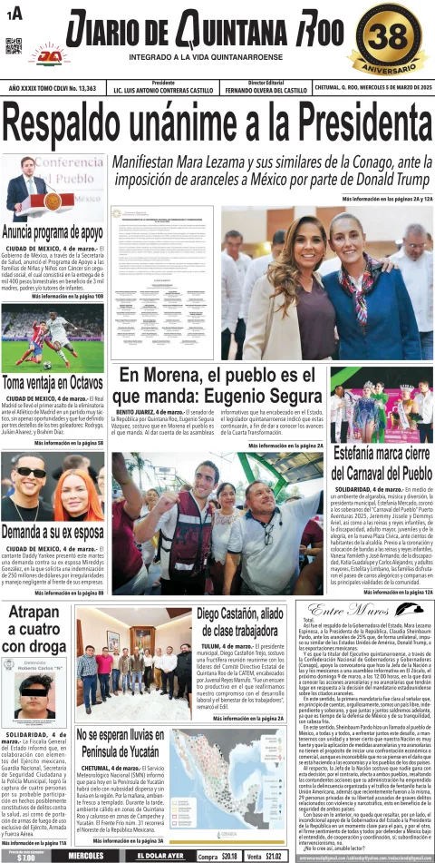 Portada de Diario de Quintana Roo (portada)