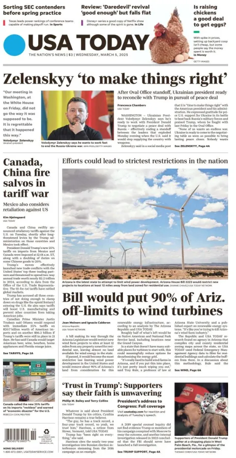Portada de Usa Today