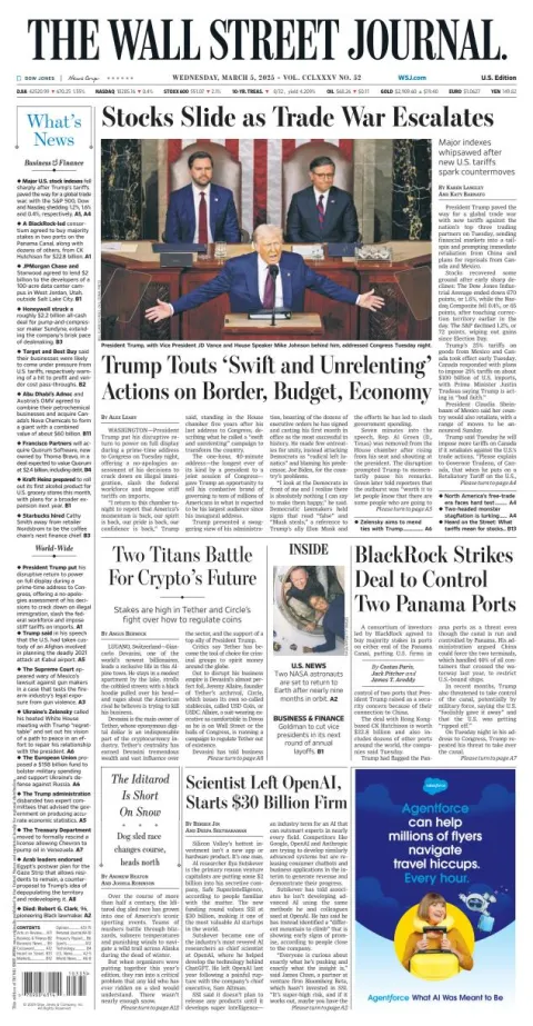 Portada de The Wall Street Journal