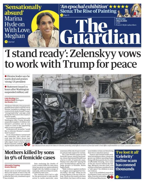 Portada de The Guardian (reino Unido) del miércoles, 5 de marzo de 2025