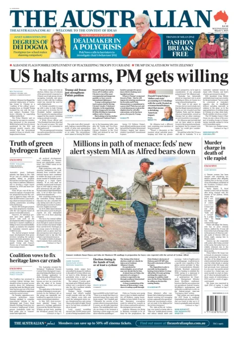 Portada de The Australian del miércoles, 5 de marzo de 2025