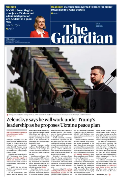Portada de The Guardian (usa) del miércoles, 5 de marzo de 2025