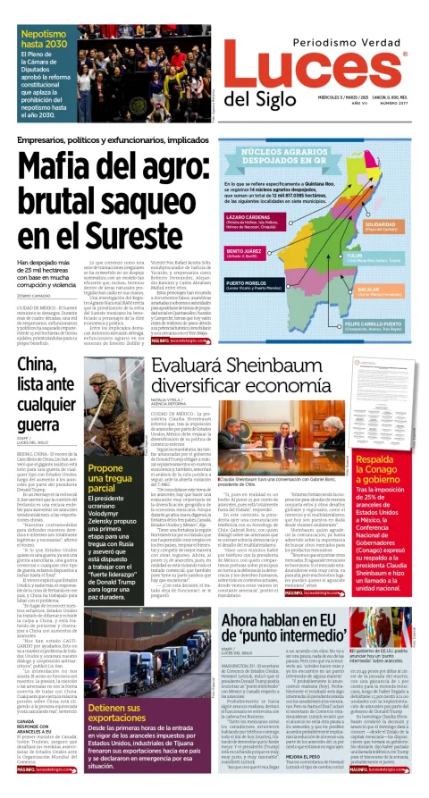 Portada de Luces del Siglo del miércoles, 5 de marzo de 2025