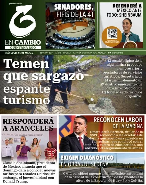 Portada de En Cambio - Quintana Roo (portada) del miércoles, 5 de marzo de 2025