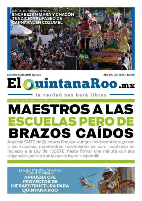 Portada de El Quintana Roo (portada) del miércoles, 5 de marzo de 2025
