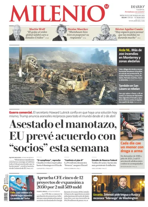 Portada de Milenio del miércoles, 5 de marzo de 2025